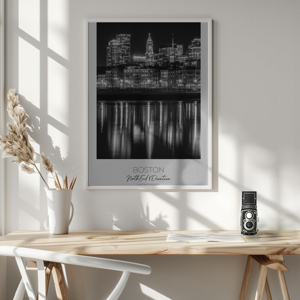 In focus: BOSTON Evening Skyline of North End Poster