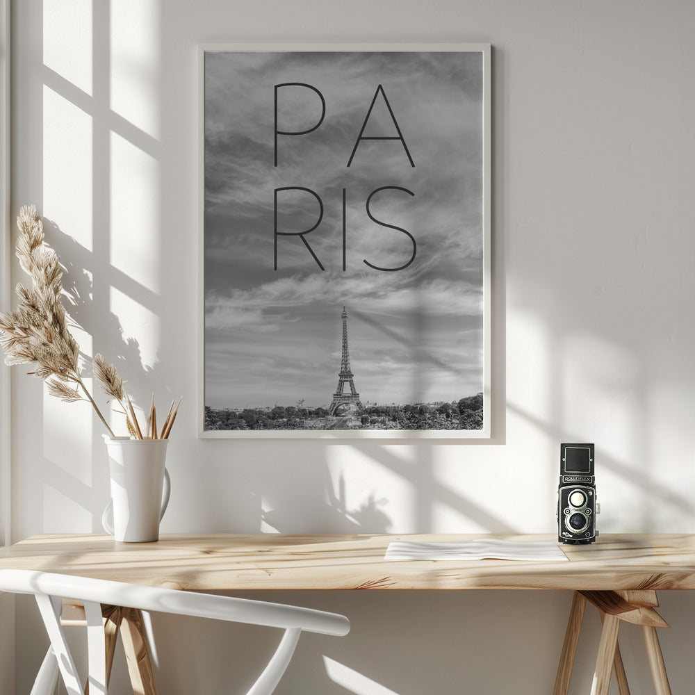 PARIS Eiffel Tower | Text &amp; Skyline Poster