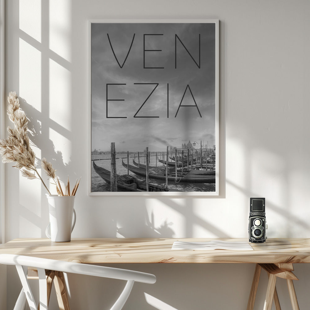 VENICE Gondolas &amp; Santa Maria della Salute | Text &amp; Skyline Poster