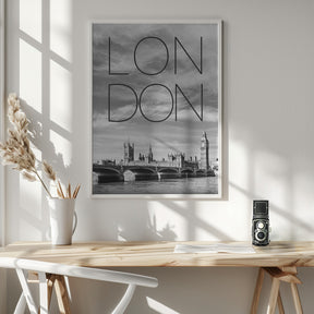 LONDON Westminster Bridge | Text &amp; Skyline Poster