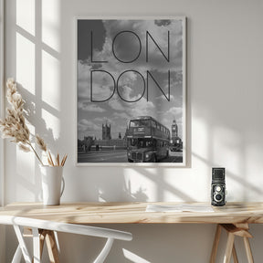 Busses in London | Text &amp; Skyline Poster