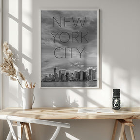 NYC Lower Manhattan &amp; Hudson River | Text &amp; Skyline Poster