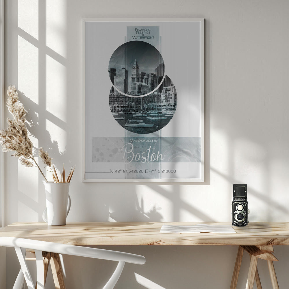 Poster Art BOSTON Waterfront | turquoise marble Poster