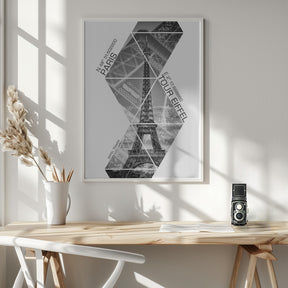 Coordinates PARIS Eiffel Tower | monochrome Poster