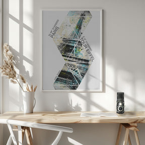 Modern Art Eiffel Tower Coordinates Poster