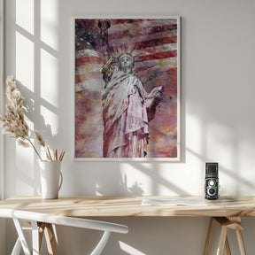 Modern Art STATUE OF LIBERTY - red Poster