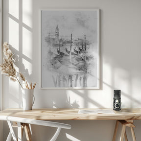 Monochrome Art VENICE Canal Grande | watercolor Poster