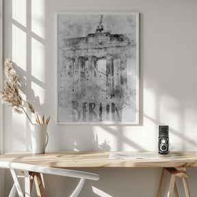 Monochrome Art BERLIN Brandenburg Gate | Watercolor Poster