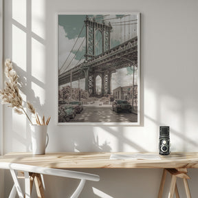 NYC Manhattan Bridge Panorama | urban vintage style Poster