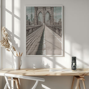 NYC Brooklyn Bridge Panorama | urban vintage style Poster