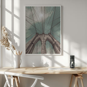 NEW YORK CITY Brooklyn Bridge in Detail | urban vintage style Poster