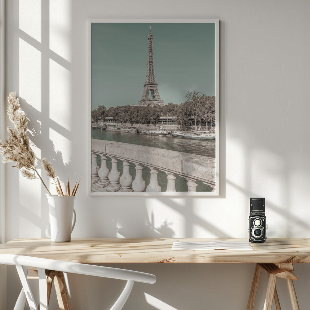 PARIS Eiffel Tower &amp; River Seine | urban vintage style Poster