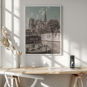 PARIS Notre-Dame and River Seine | urban vintage style Poster