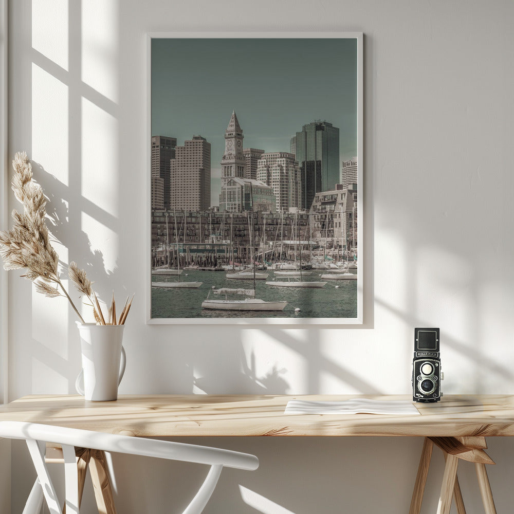 BOSTON Skyline North End &amp; Financial District | urban vintage style Poster