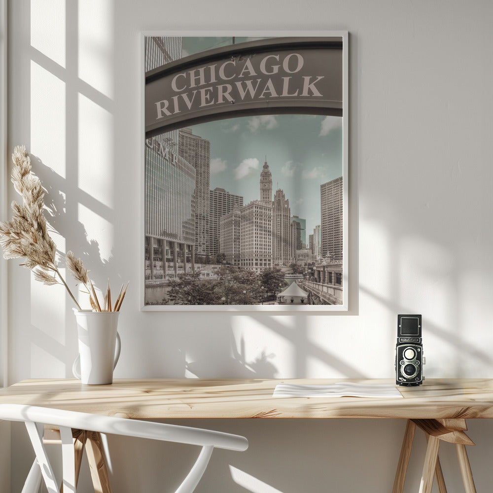 CHICAGO Riverwalk | urban vintage style Poster