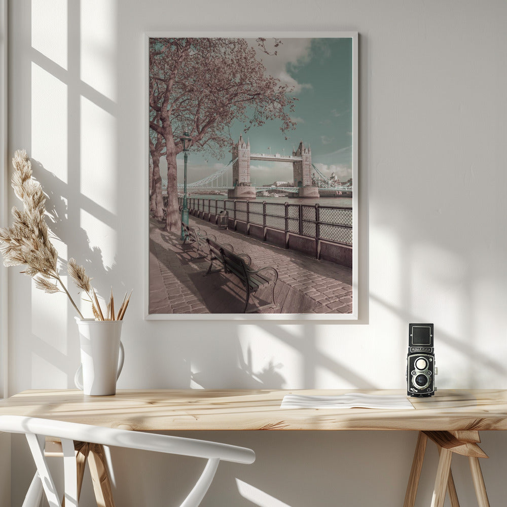 LONDON Thames Riverside &amp; Tower Bridge | urban vintage style Poster