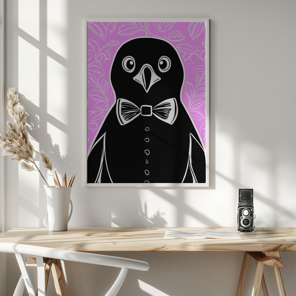 Penguin with bow tie Poster