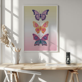 Colorful floral butterflies II Poster