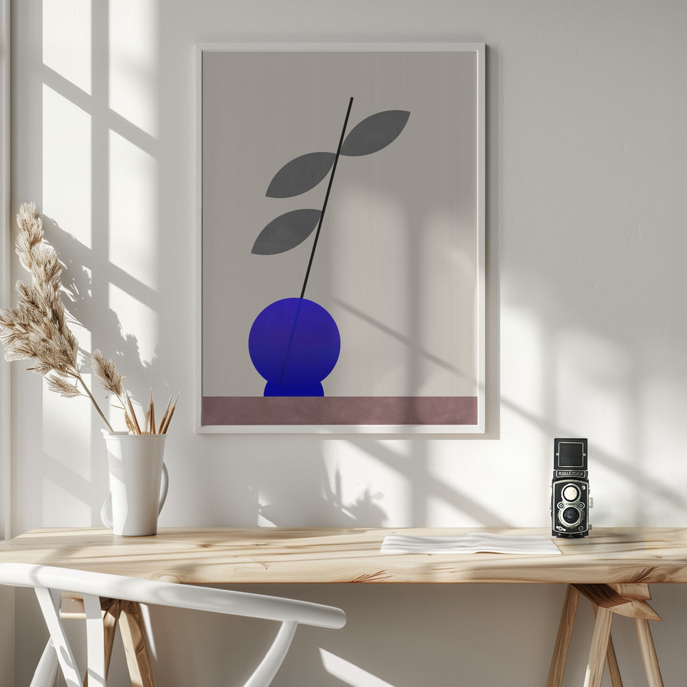 Blue round vase Poster