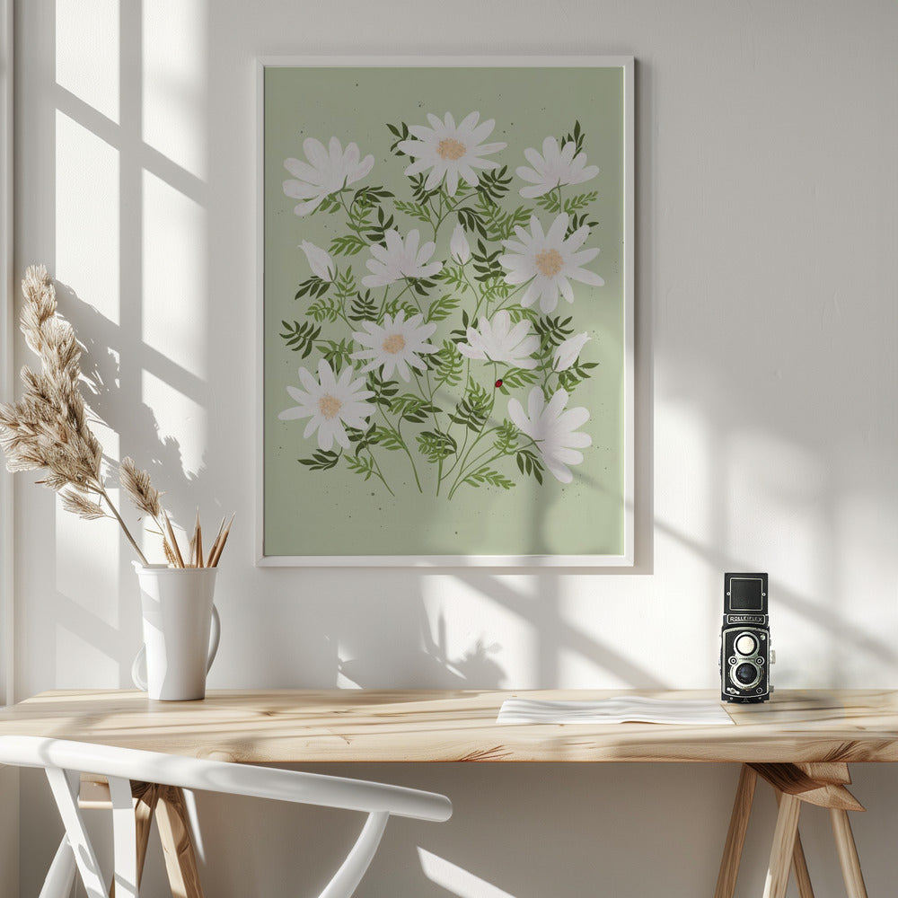 Ladybug flowers Poster