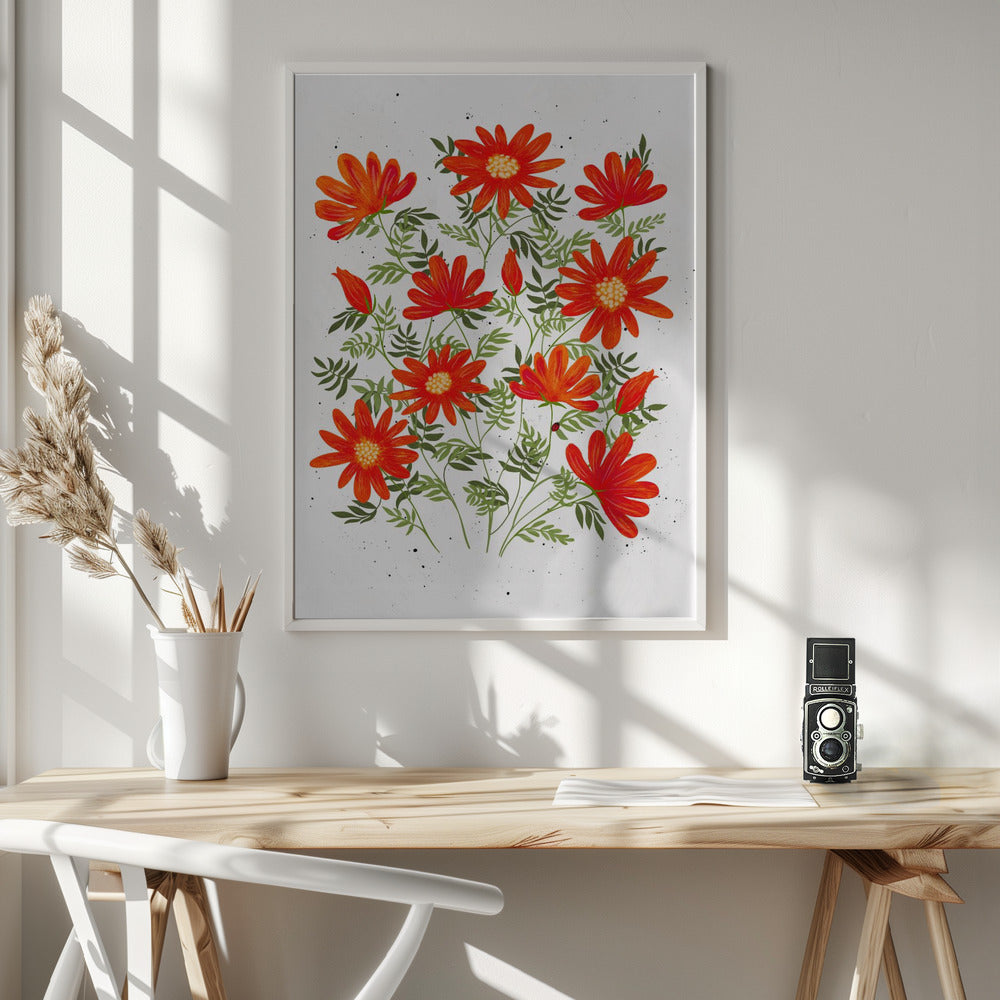 Ladybug flowers red Poster