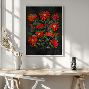 Ladybug flowers red Poster