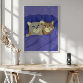 Cats in Bed Poster