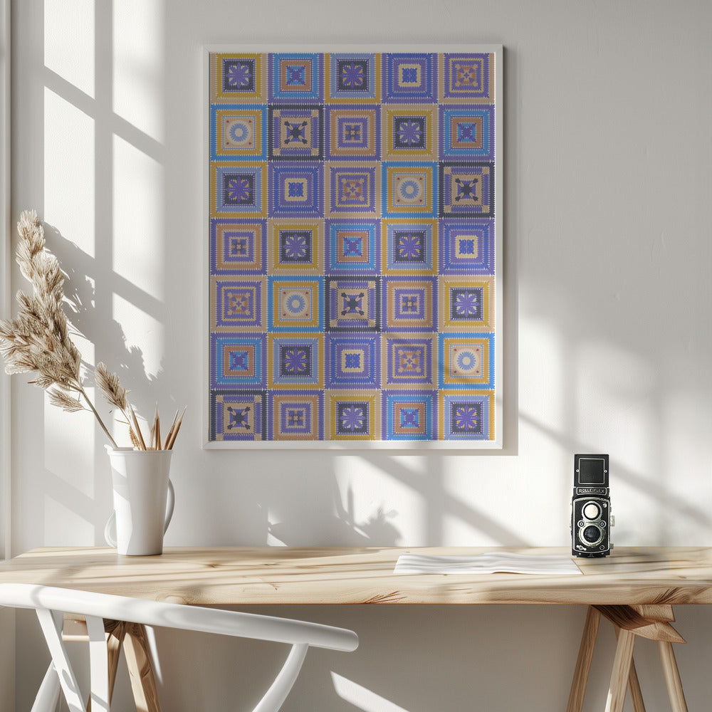 Colorful digital grandma squares IV Poster