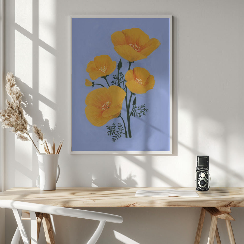 Bouquet of orange California poppies Poster