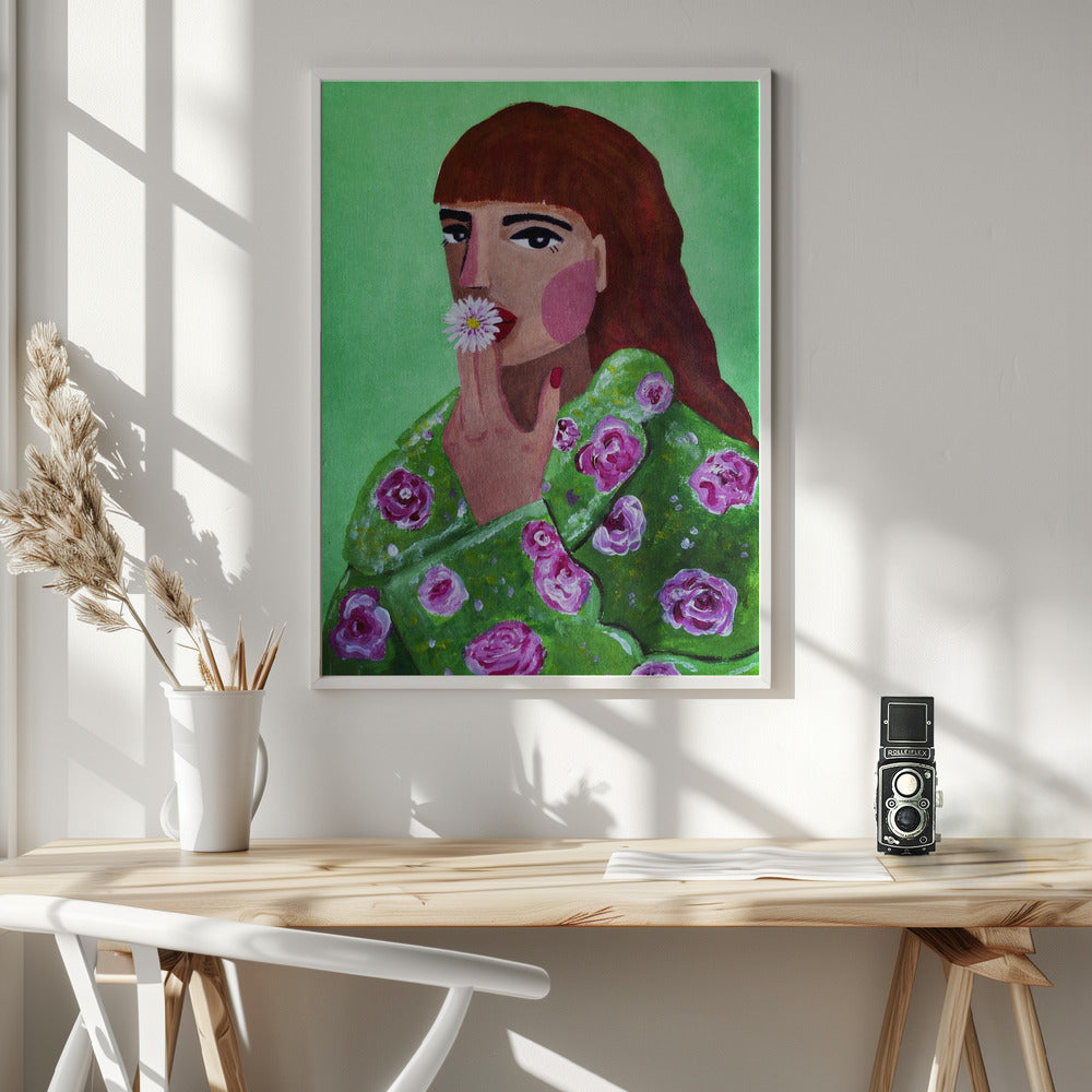 Woman Smoking a Flower Poster