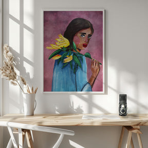 Woman With Lily Poster