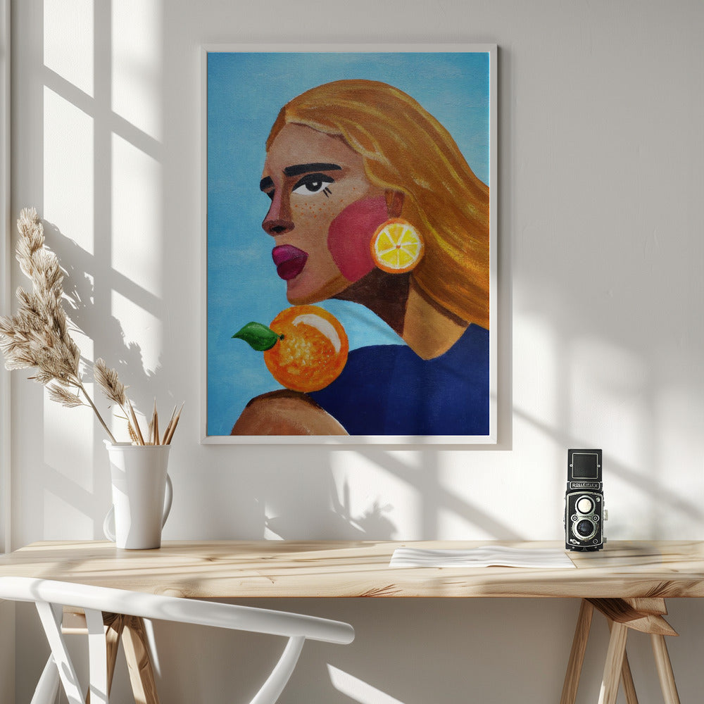 Woman With Orange Poster