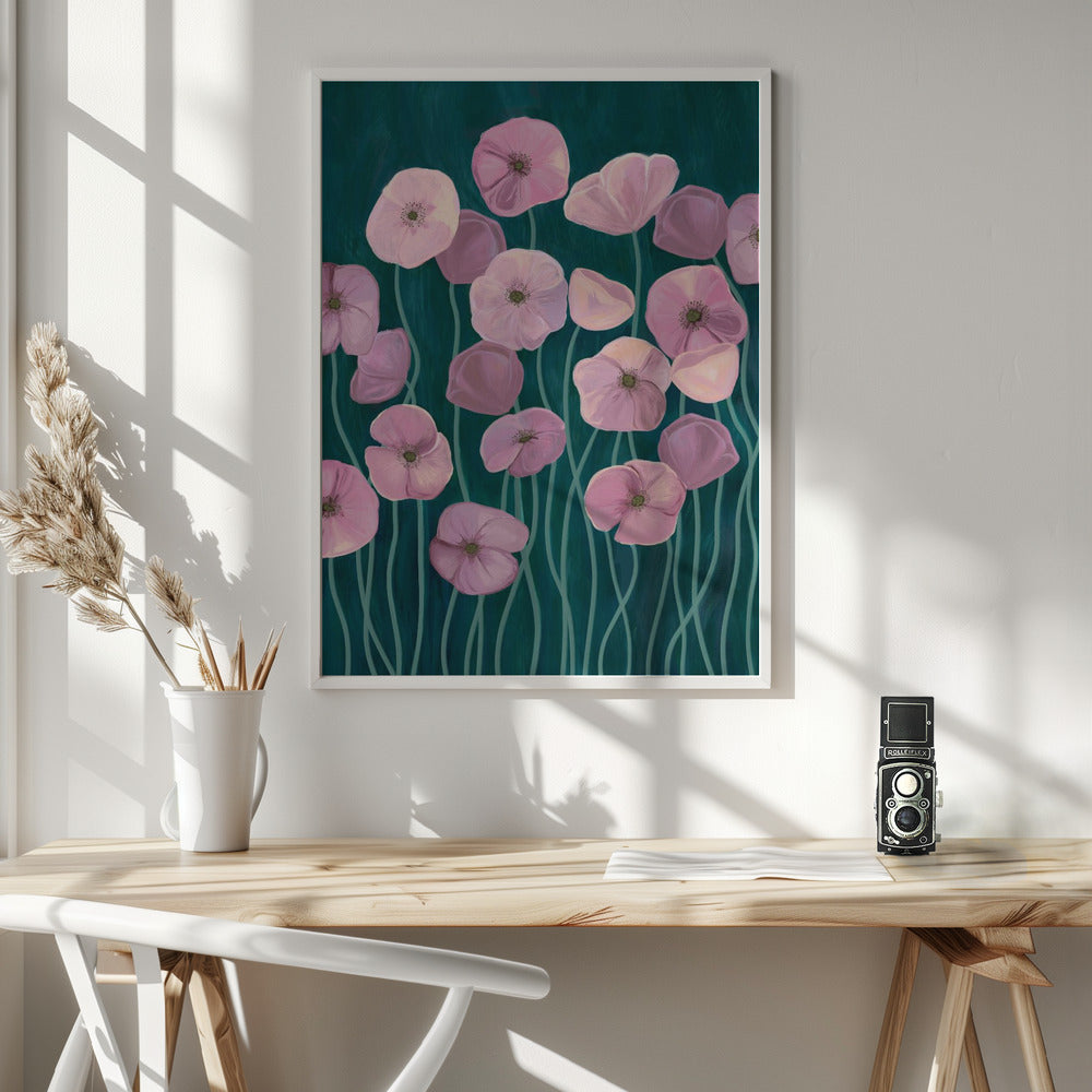 Pink poppies Poster