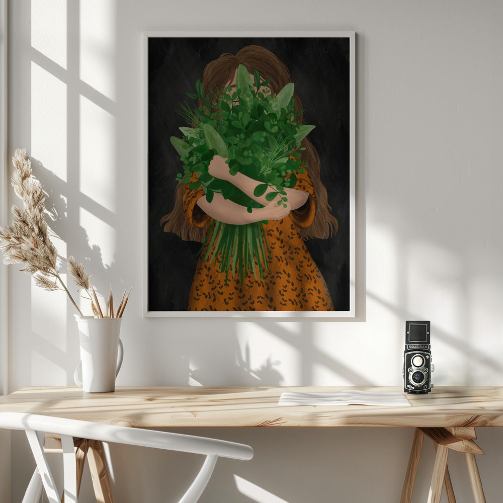 Girl with posy Poster