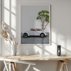 Pastel Volskwagen Beetle in the streets of Oaxaca Mexico Poster