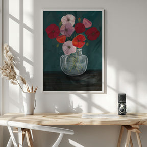 Vase with poppys Poster