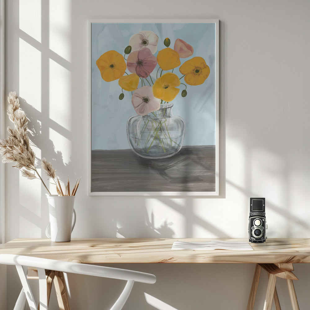 Vase with poppys Poster