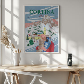 Travel Poster Woman in Cortina, Italy Poster