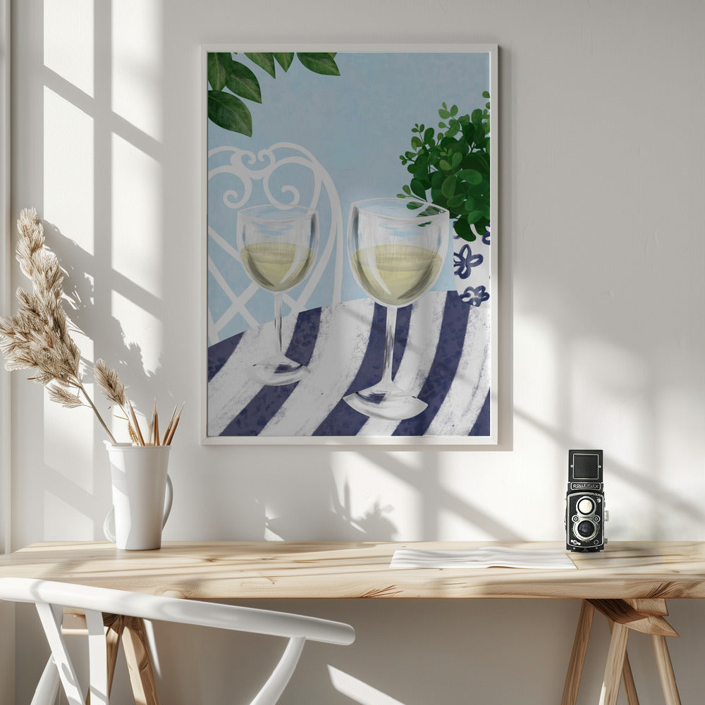 White wine under the tree Poster