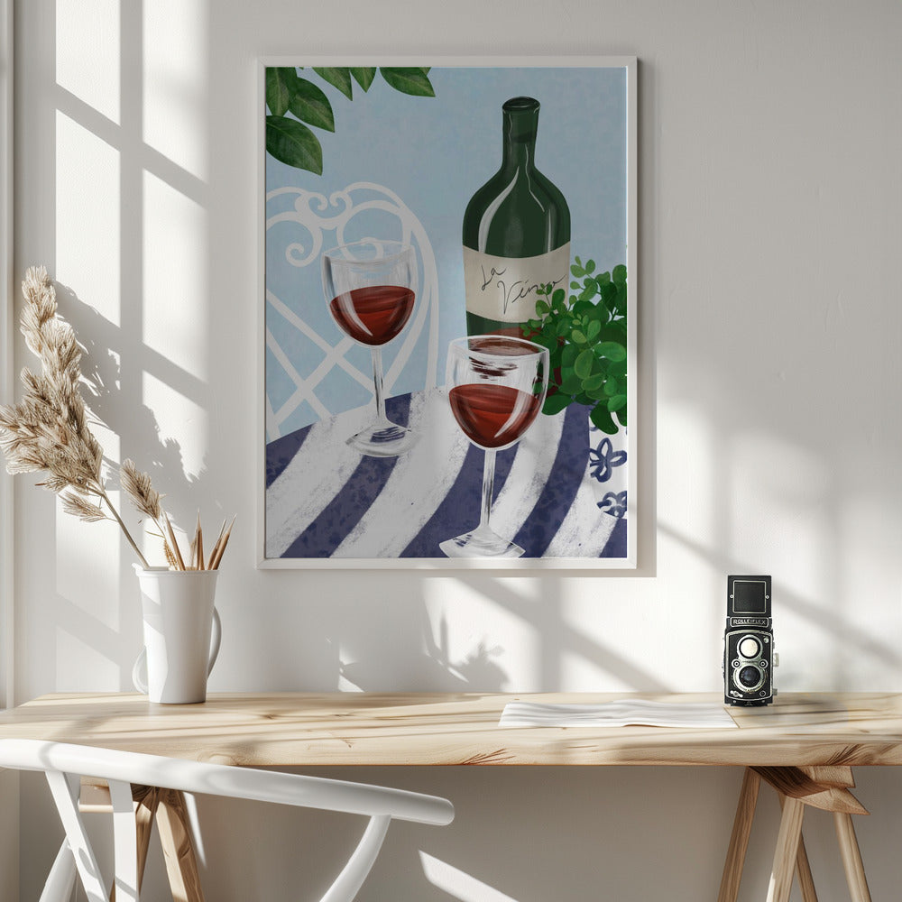 Red wine under the tree Poster