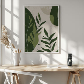 Green Abstract Leaves No 2 Poster