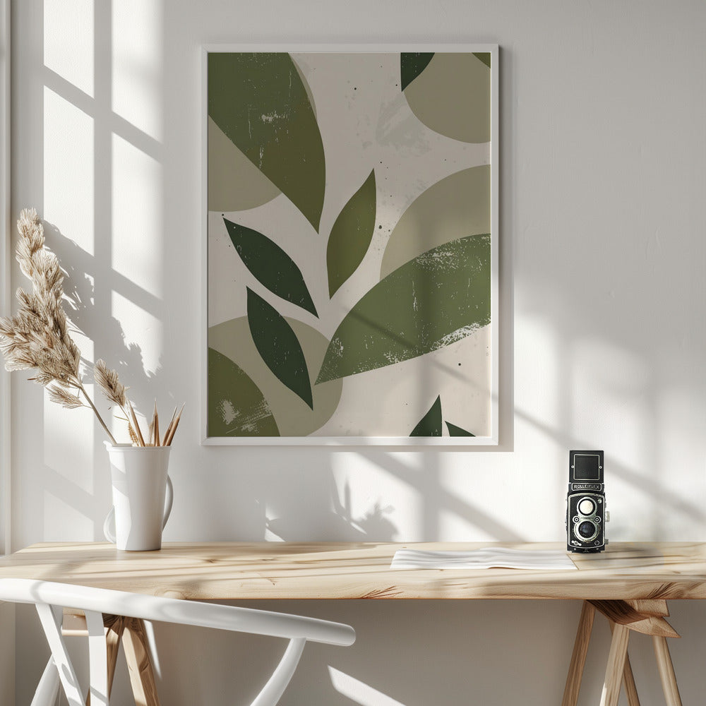 Green Abstract Leaves No 3 Poster