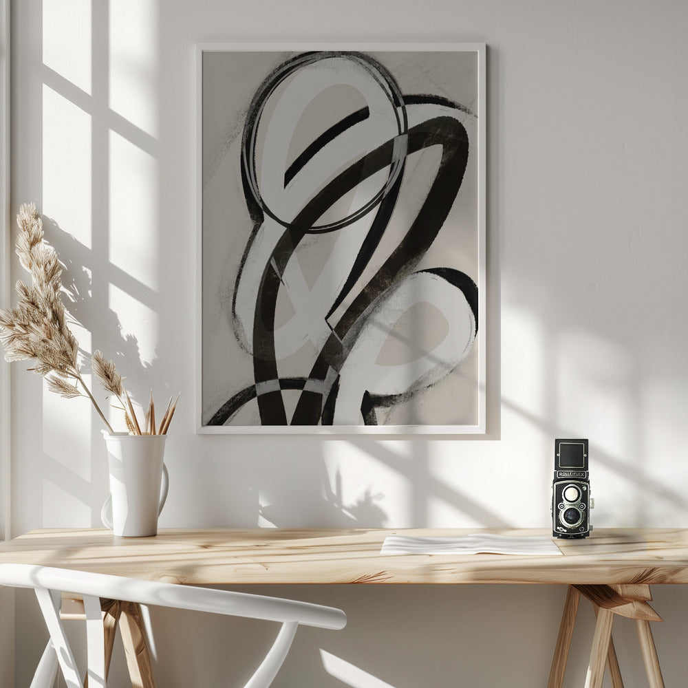 Black And White Strokes No 1 Poster