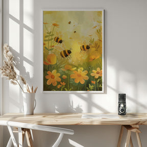 Bees and Flowers Poster