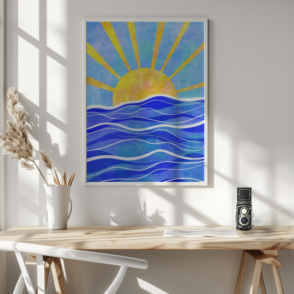 Sea Sunset Blue Poster