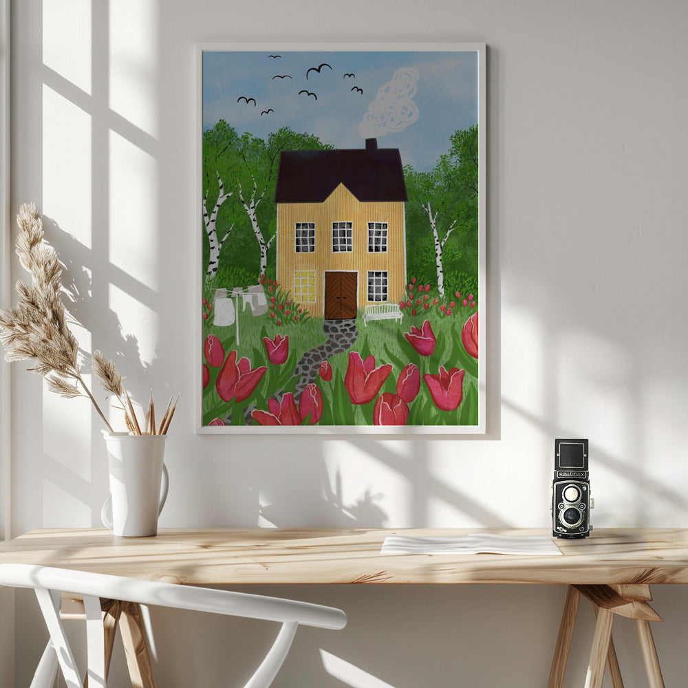 The Tulip House Yellow Poster