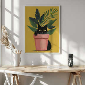 Cat In the Plant Poster