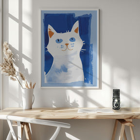 Cat In Blue Poster