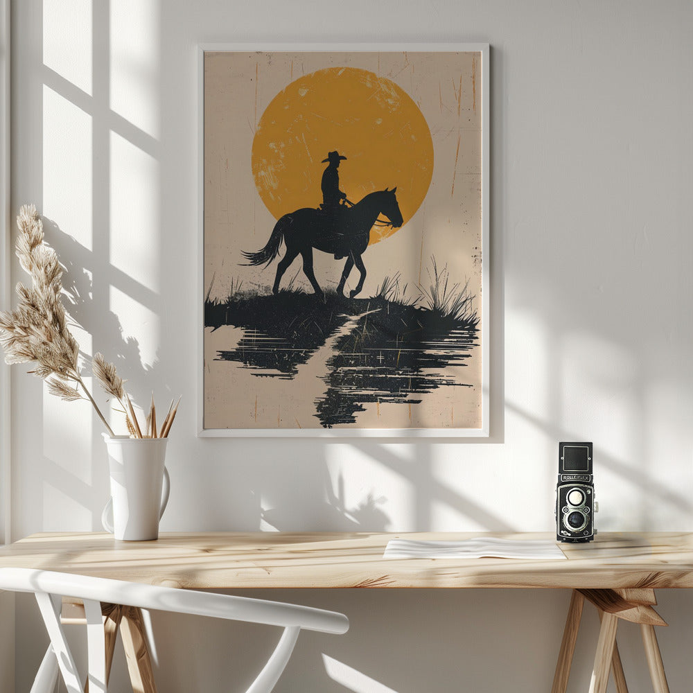 Cowboy In the Sunset Poster