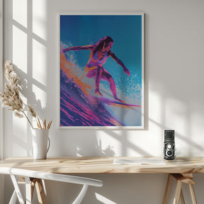 Surfing Woman Poster